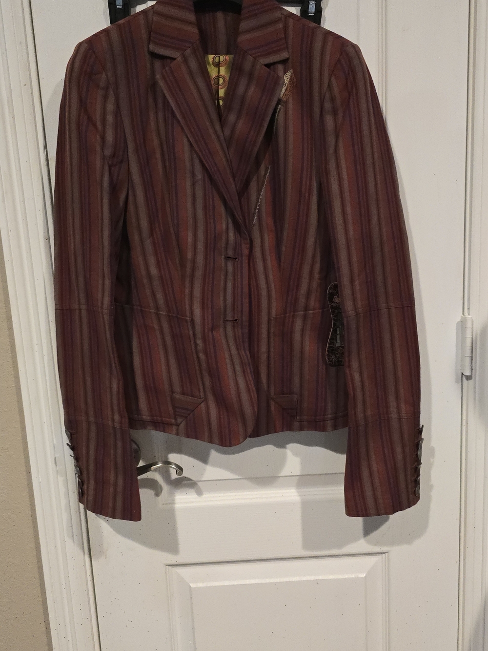 Asylum Raw7 Striped Burgundy Ladies Blazer - Classic Tailored Jacket
